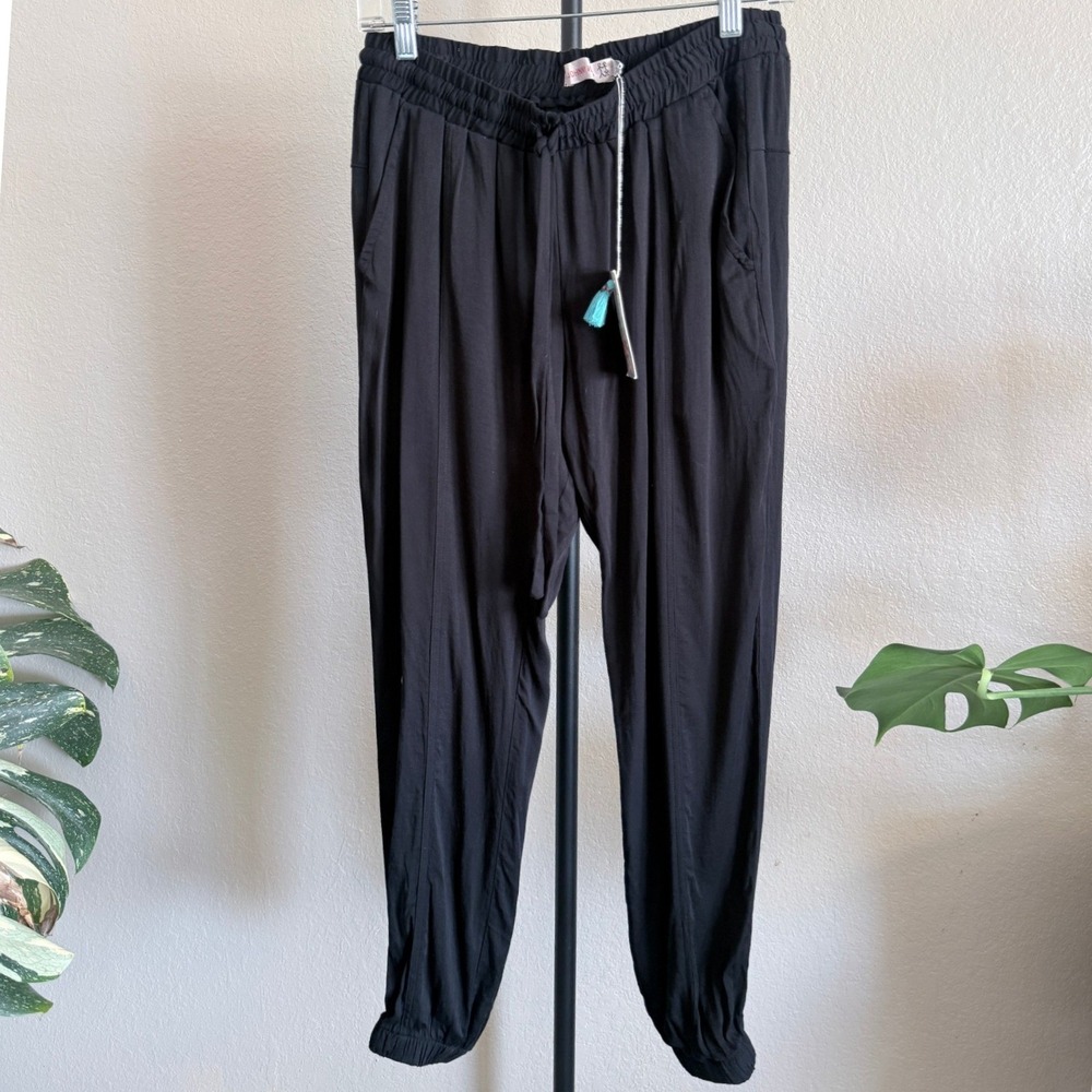 NWT Johnny Was Ramble Pull On Pant Black Rayon Spandex Jogger Small NEW